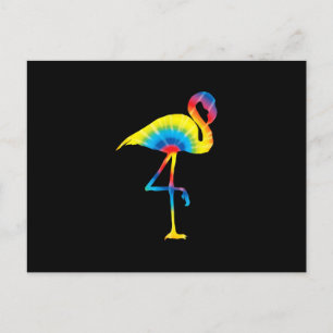 Tie Dye Flamingo Rainbow Print Bird Animal Hippie Invitation Postcard