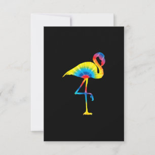 Tie Dye Flamingo Rainbow Print Bird Animal Hippie RSVP Card