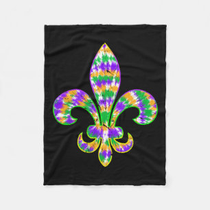Tie Dye Fleur De Lis Mardi Gras Carnival Symbol Ne Fleece Blanket