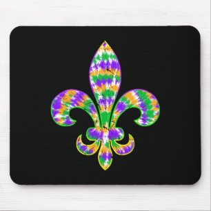 Tie Dye Fleur De Lis Mardi Gras Carnival Symbol Ne Mouse Mat