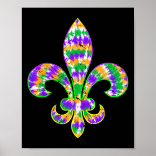 Tie Dye Fleur De Lis Mardi Gras Carnival Symbol Ne Poster