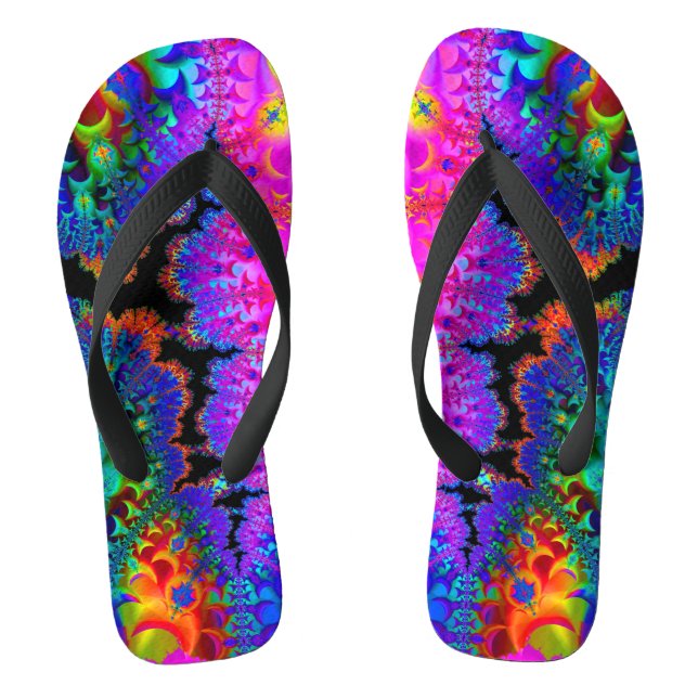 Tie Dye Fractal Flip Flops (Footbed)