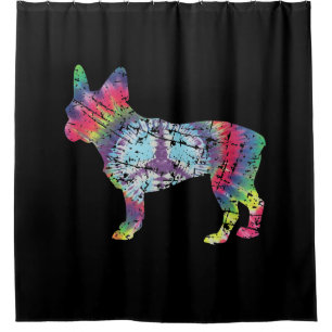 tie dye french bulldog dog lovers gift shower curtain
