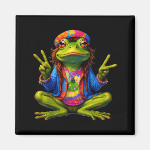 Tie-dye Frog Peace Sign 60s 70s Hipe Men Women  Magnet