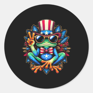 Tie-dye Frog Peace Sign Hippie 4th Of July  Classic Round Sticker