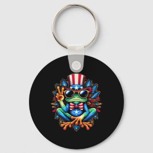 Tie-dye Frog Peace Sign Hippie 4th Of July  Key Ring