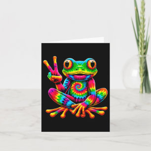 Tie-dye Frog Peace Sign Hippie Card