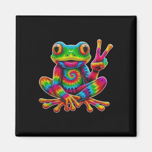 Tie-dye Frog Peace Sign Hippie Christmas Frog Magnet