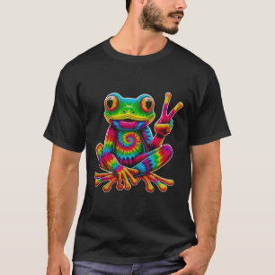 Tie-dye Frog Peace Sign Hippie Christmas Frog  T-Shirt