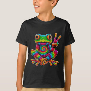 Tie-dye Frog Peace Sign Hippie Christmas Frog T-Shirt