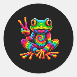 Tie-dye Frog Peace Sign Hippie  Classic Round Sticker