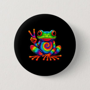 Tie-dye Frog Peace Sign Hippie For Men Women 6 Cm Round Badge