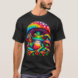 Tie-Dye Frog Peace Sign Mushroom Hippie T-Shirt