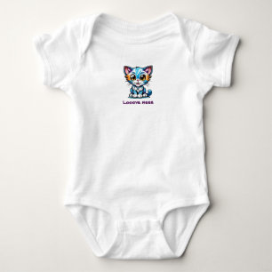Tie Dye Fun Cartoon Kitty Cat Says Love Me Baby Bodysuit