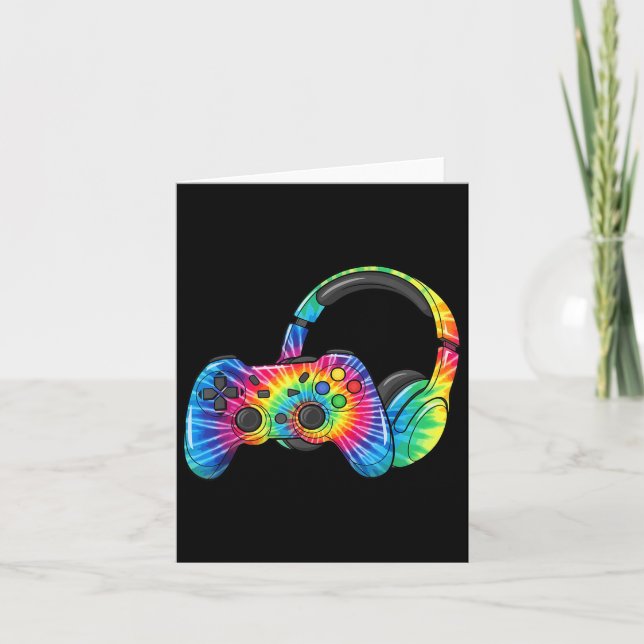 Tie Dye Gaming Headset Controller Video Games Game Card (Front)
