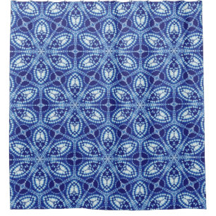 Tie Dye Geometric Blue Kaleidoscope  Shower Curtain