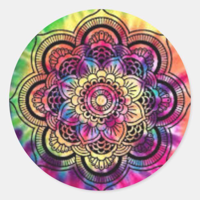 Tie Dye Geometric Round Sticker (Front)