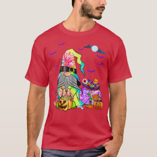 Tie Dye Gnome Witch Halloween Pumpkin Autumn Fall T-Shirt