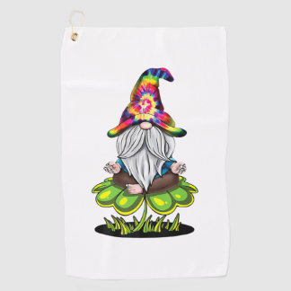 Tie Dye Gnomes Yoga With Shamrock St Patricks Day  Golf Towel
