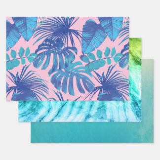 Tie Dye, Gradient Blue, & Colourful Palms Wrapping Paper Sheet