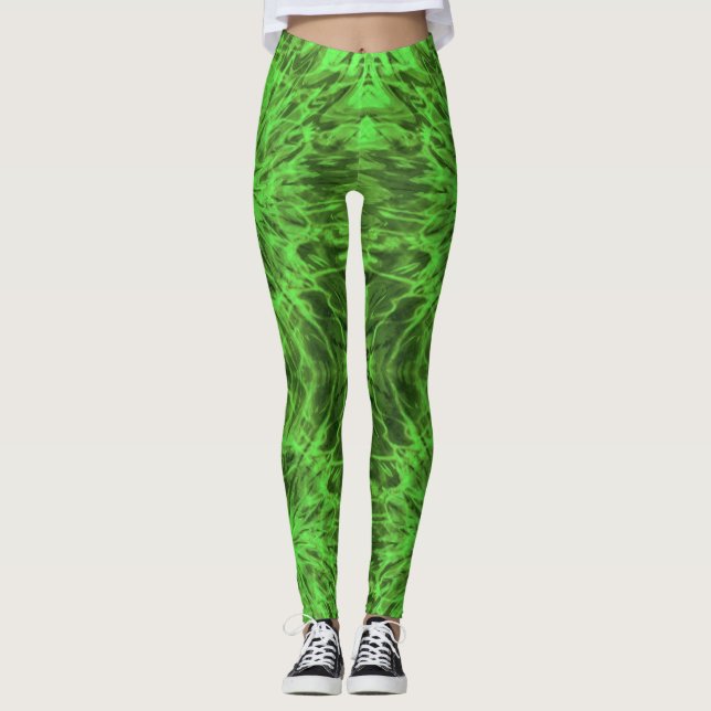 TIE DYE GREEN  LEGGINGS (Front)