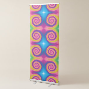 Tie dye groovy funky retro pattern Zoom background Retractable Banner