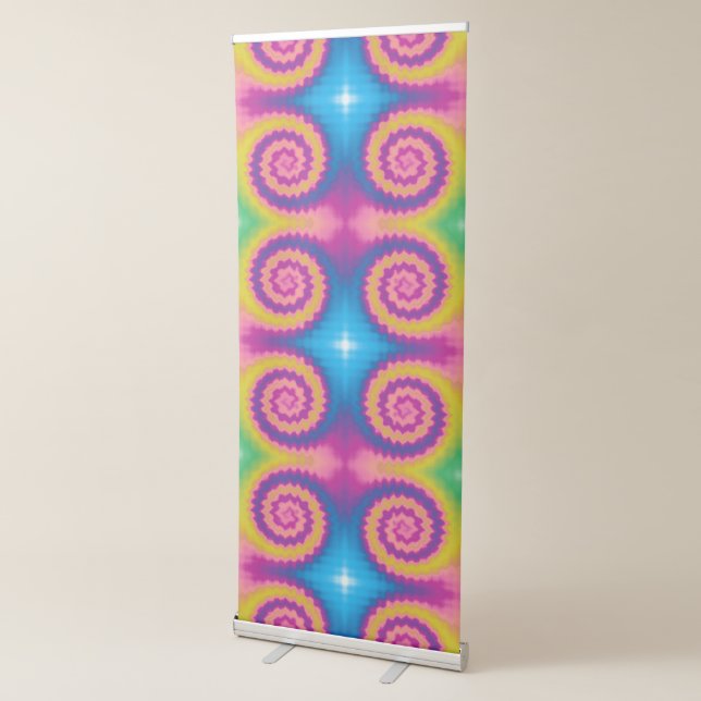 Tie dye groovy funky retro pattern Zoom background Retractable Banner (3/4)