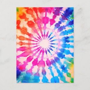 Tie Dye Groovy Hippie Bold Colourful Design Postcard