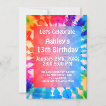 Tie Dye Groovy Hippie Custom Birthday Party