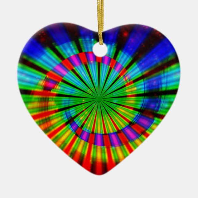 Tie-Dye Groovy Rainbow Ceramic Tree Decoration (Front)