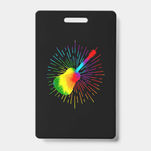Tie Dye Guitar Music Design Colourful Guitarist ID Badge