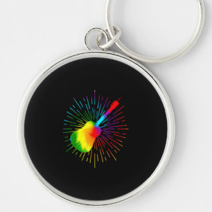 Tie Dye Guitar Music Design Colourful Guitarist Key Ring