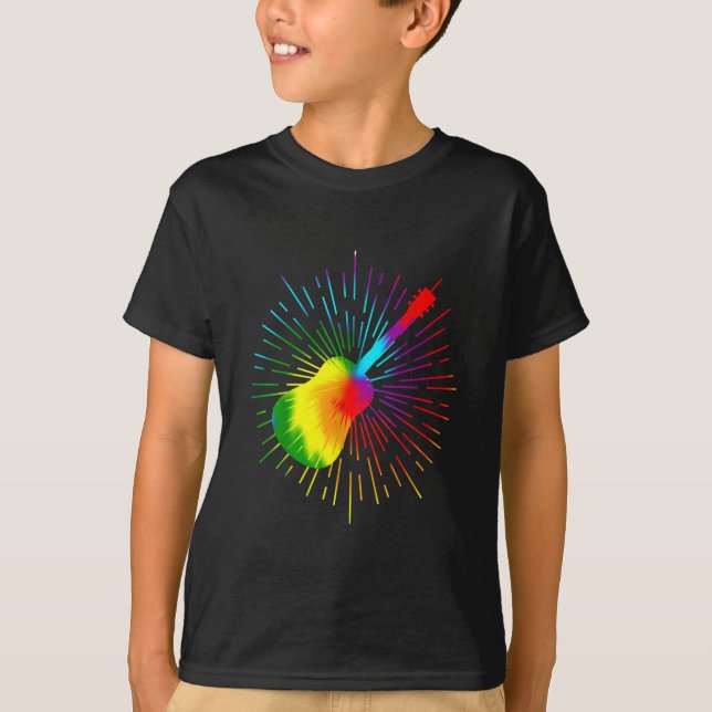 Tie Dye Guitar Music Design Colourful Guitarist T-Shirt (Front)