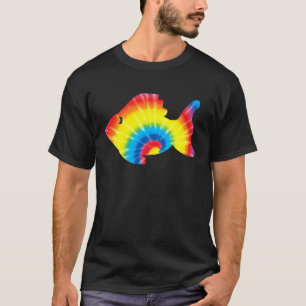 Tie Dye Guppy Rainbow Print Rainbow fish Hippie Pe T-Shirt