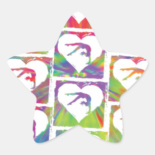 Tie Dye Gymnastics Pattern Star Sticker
