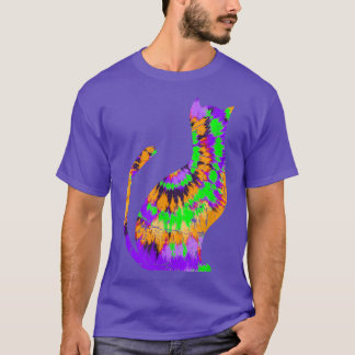 Tie Dye Halloween Cat - Green Purple Orange T-shir T-Shirt