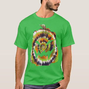 Tie Dye Halloween Jack O Lantern Pumpkin Black Ora T-Shirt