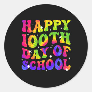 Tie Dye Happy 100th Day Of School Students Kids Te Classic Round Sticker