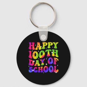 Tie Dye Happy 100th Day Of School Students Kids Te Key Ring