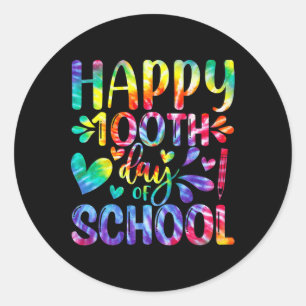 Tie Dye Happy 100th Day Of School Teacher Student  Classic Round Sticker