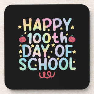 Tie Dye Happy 100th Day Of School Teacher Student Coaster