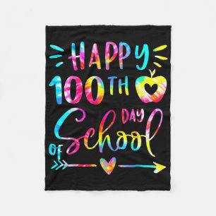 Tie Dye Happy 100th Day Of School Teacher Student Fleece Blanket