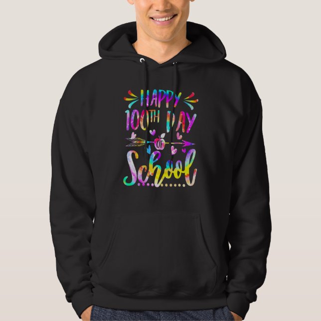 Tie Dye Happy 100th Day Of School Teacher Student  Hoodie (Front)