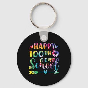Tie Dye Happy 100th Day Of School Teacher Student  Key Ring