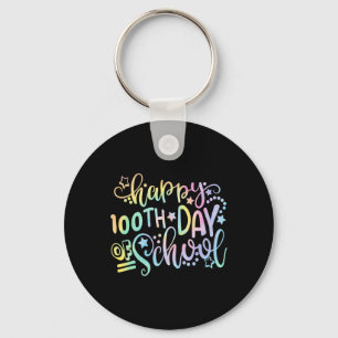 Tie Dye Happy 100th Day Of School Teacher Student Key Ring
