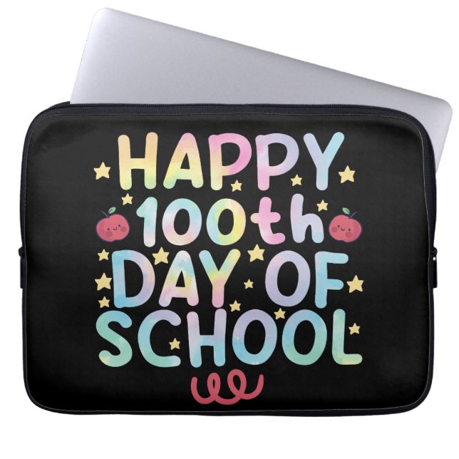 Tie Dye Happy 100th Day Of School Teacher Student  Laptop Sleeve (Front)