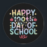 Tie Dye Happy 100th Day Of School Teacher Student  Large Clock<br><div class="desc">Tie Dye Happy 100th Day Of School Teacher Student 100 Days T-Shirt</div>