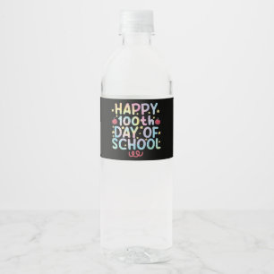 Tie Dye Happy 100th Day Of School Teacher Student  Water Bottle Label