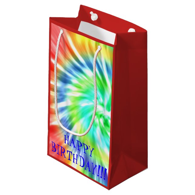 Tie Dye Happy Birthday Gift Bag (Front Angled)