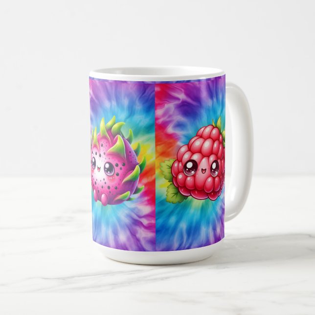Tie-Dye Happy Dragon Fruit Coffee Mug (Front Right)